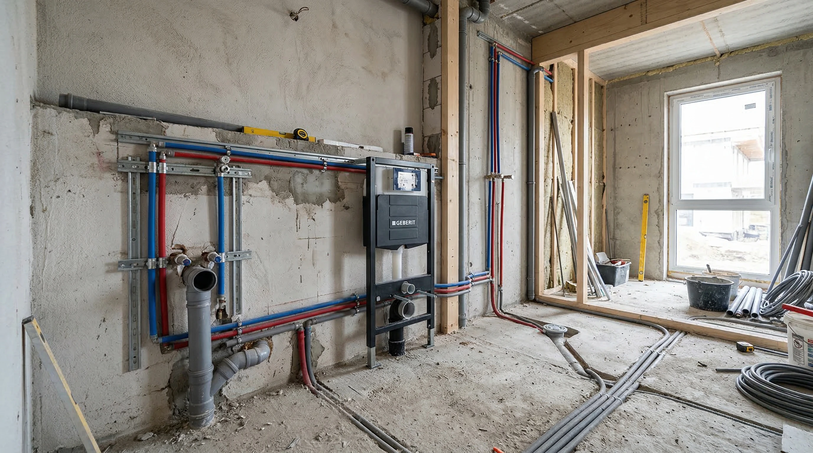 Archiviertes Baustellenfoto Sanitär Rohbau